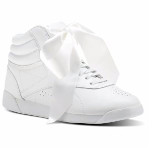 Reebok Freestyle Hi Satin Bow Turnschuhe Damen - Weiß/Grau - DE 176-GEN